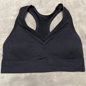 All in Motion Seamless Black Sports Bra with Mesh Detail